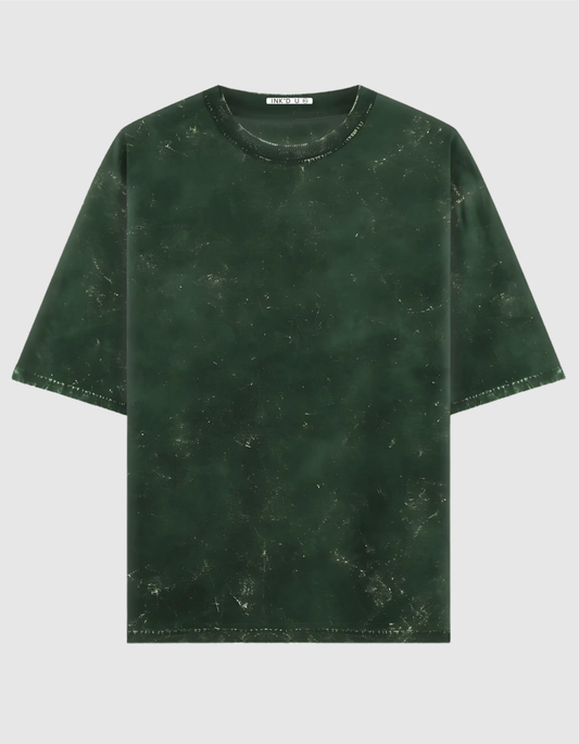 BOTTLE GREEN ACID WASH OVERSIZED T-SHIRT