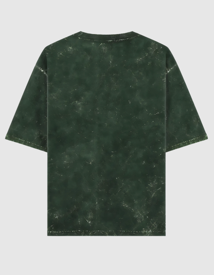 BOTTLE GREEN ACID WASH OVERSIZED T-SHIRT
