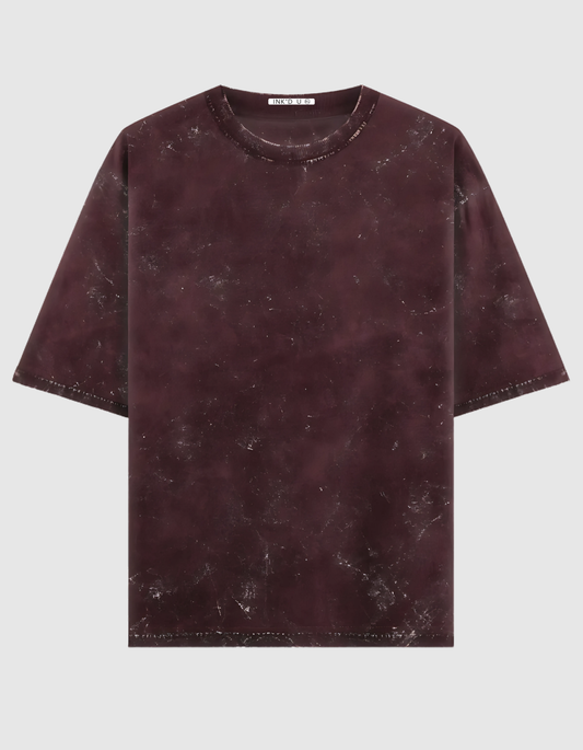 MAROON ACID WASH OVERSIZED T-SHIRT