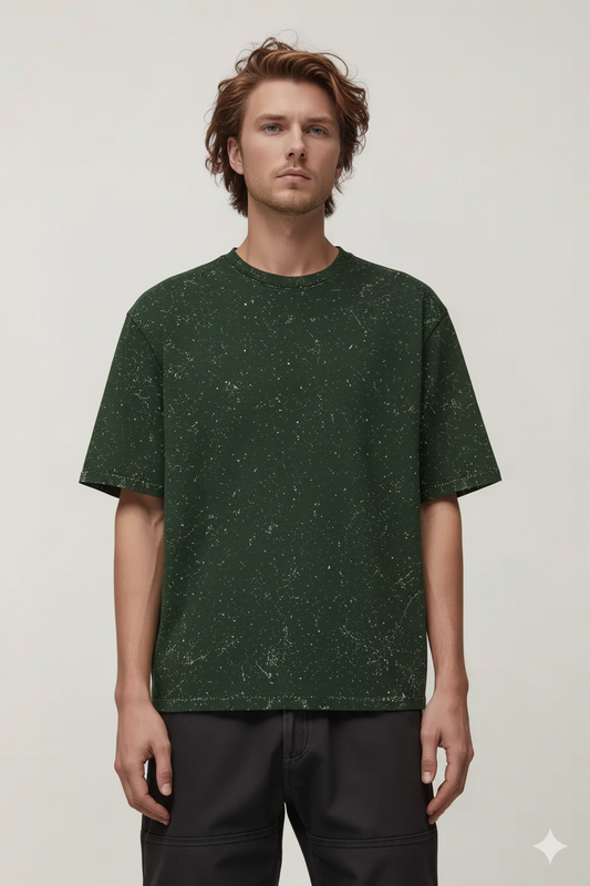 BOTTLE GREEN ACID WASH OVERSIZED T-SHIRT