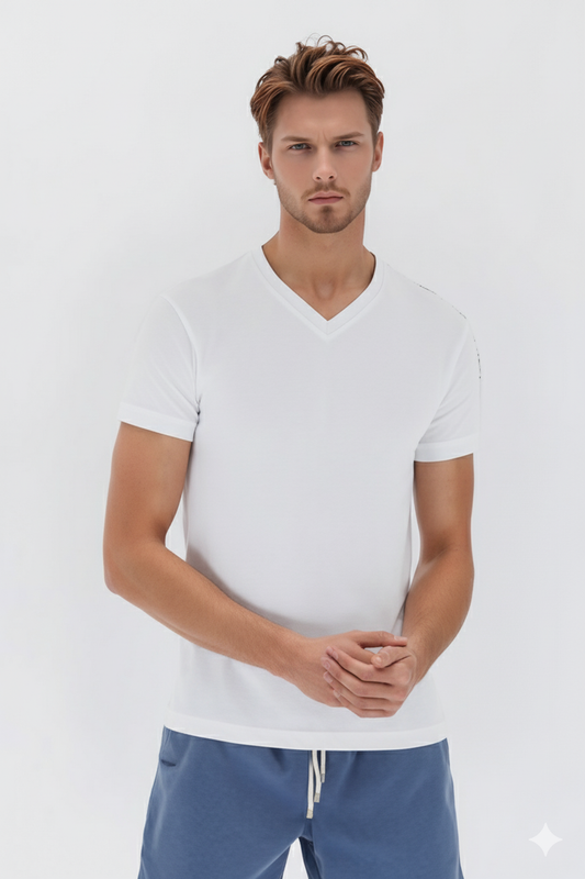 WHITE V NECK T-SHIRT