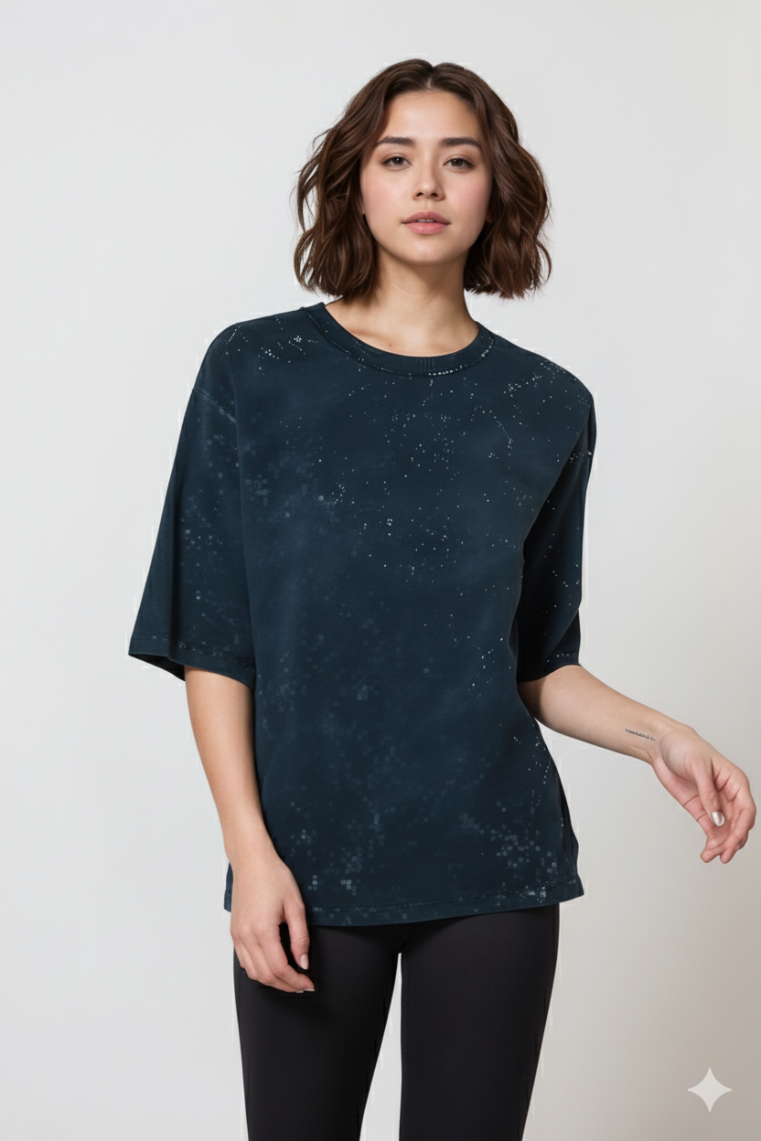 BLUE ACID WASH OVERSIZED T-SHIRT