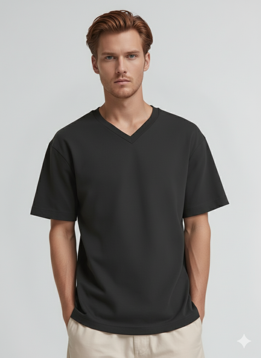 BLACK V NECK T-SHIRT