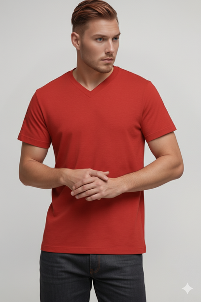 RED V NECK T-SHIRT