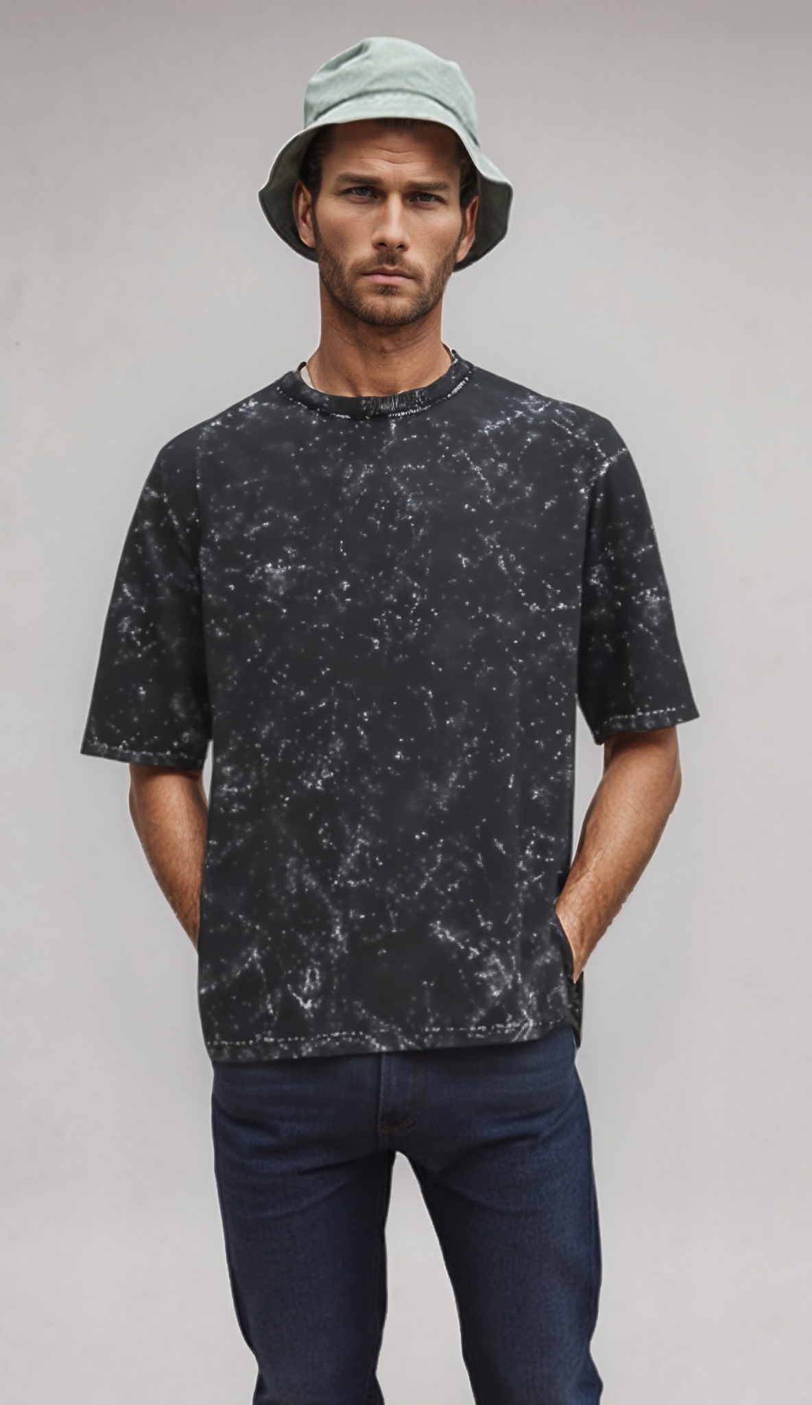 BLACK ACID WASH OVERSIZED T-SHIRT