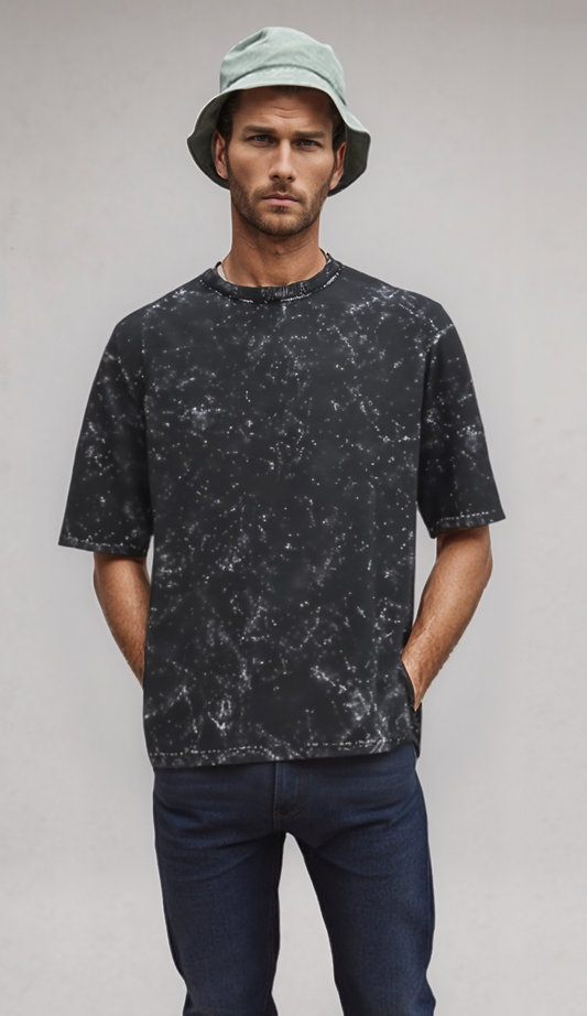 BLACK ACID WASH OVERSIZED T-SHIRT